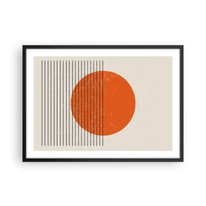 Poster in einem schwarzem Rahmen - Minimalistische Sonne mit geometrischen Linien - 70x50cm - Immer die Sonne - Moderne Wanddekoration für Wohnzimmer und Schlafzimmer ARTTOR