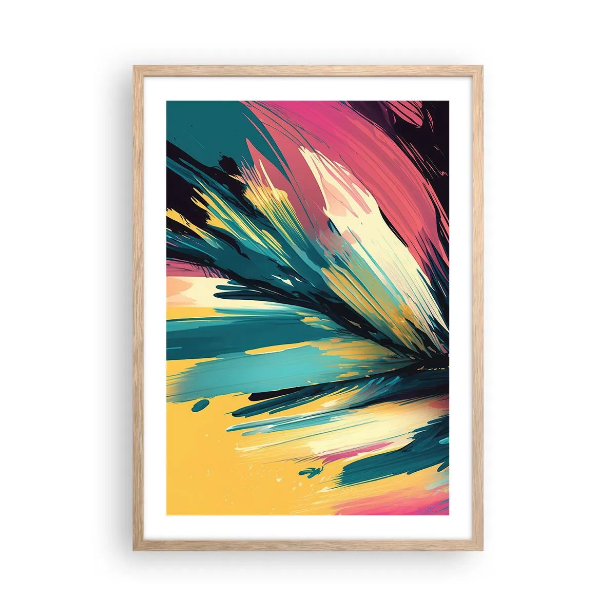 Poster in einem Rahmen aus heller Eiche - Komposition – eine Explosion der Freude - 50x70 cm
