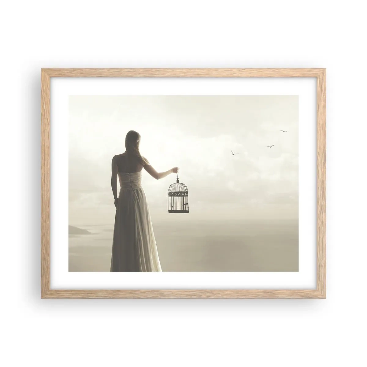 Poster in einem Rahmen aus heller Eiche - Sei frei - 50x40 cm