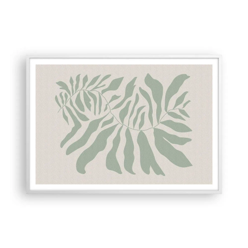 Poster in einem weißen Rahmen - Smaragdzweig - 100x70 cm