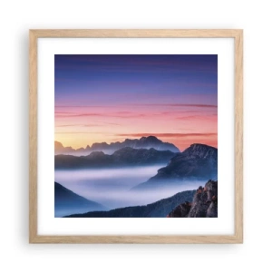 Poster in einem Rahmen aus heller Eiche - Über die Täler - 40x40 cm