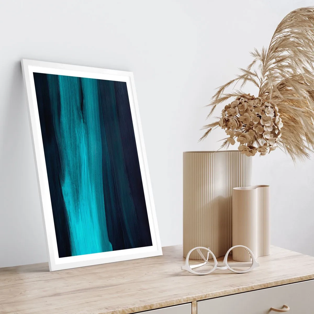 Poster in einem weißen Rahmen - Gehen Sie mit dem Strom - 70x100 cm
