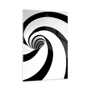 Glasbild - Bild auf glas - Hypnotisches Spiralmuster in Schwarz und Weiß - 50x70cm - Dem Wirbel nachgeben? - Moderne Wanddekoration für Wohnzimmer und Schlafzimmer ARTTOR