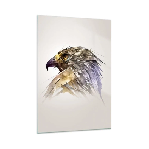 Glasbild - Bild auf glas - Ein künstlerisches Porträt eines Adlers in abstrakter Form - 50x70cm - Porträt eines Kriegers - Moderne Wanddekoration für Wohnzimmer und Schlafzimmer ARTTOR