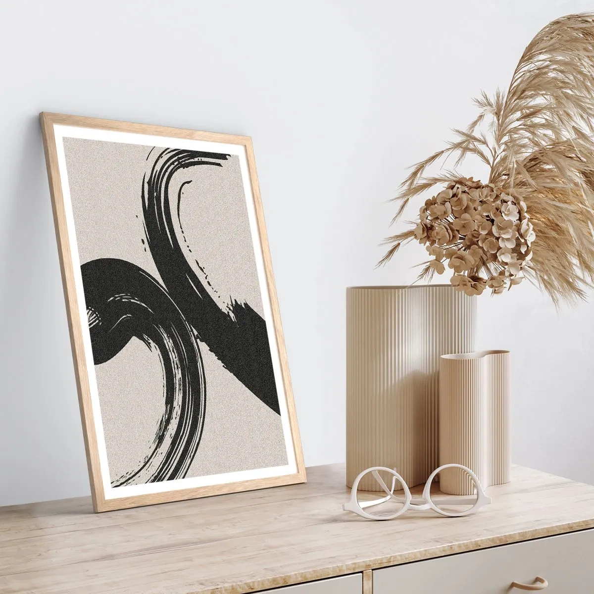 Poster in einem Rahmen aus heller Eiche - Ausladend und kreisförmig - 50x70 cm