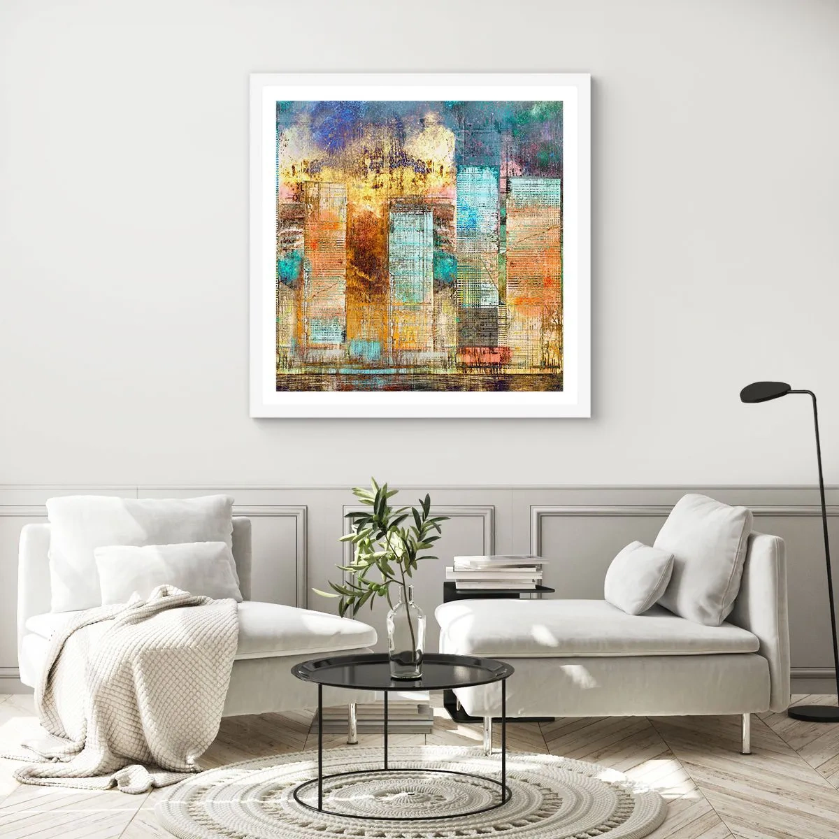 Poster in einem weißen Rahmen - Sonnige Metropole - 40x40 cm