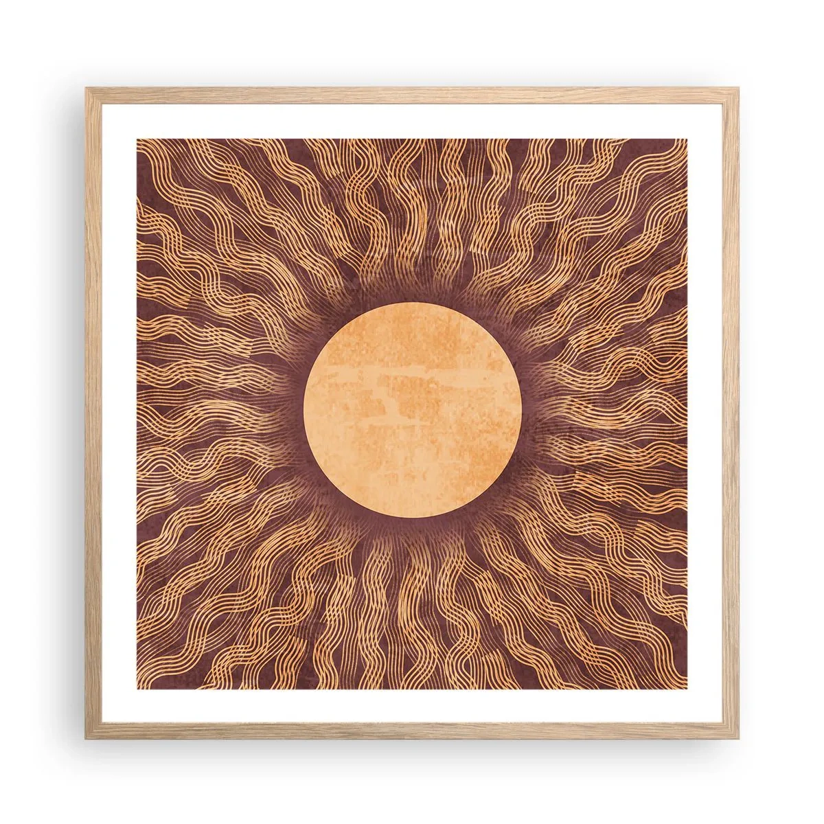 Poster in einem Rahmen aus heller Eiche - Sonnensymbol - 60x60 cm