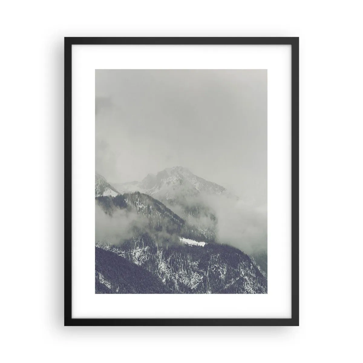 Poster in einem schwarzem Rahmen - Nebliges Tal - 40x50 cm