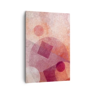 Bild auf Leinwand - Leinwandbild - Abstrakte geometrische Formen in Pastelltönen von Rosa - 70x100cm - Geometrische Transformationen in Pink - Moderne Wanddekoration für Wohnzimmer und Schlafzimmer ARTTOR