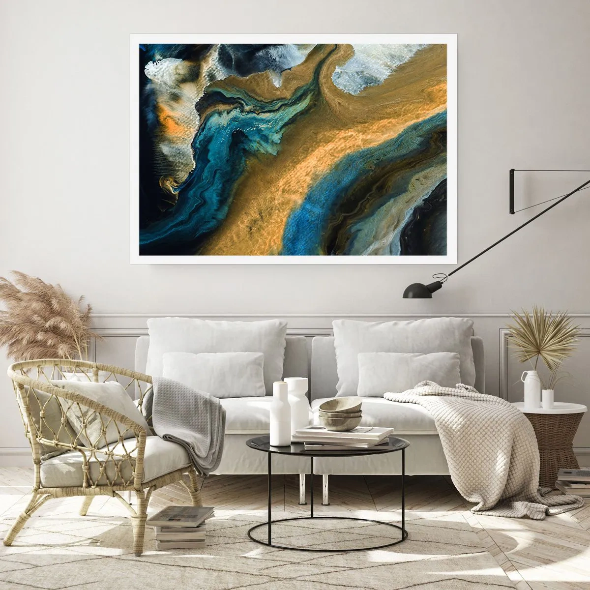 Poster - Blau - Gelb - gegenseitige Beeinflussung - 70x50 cm