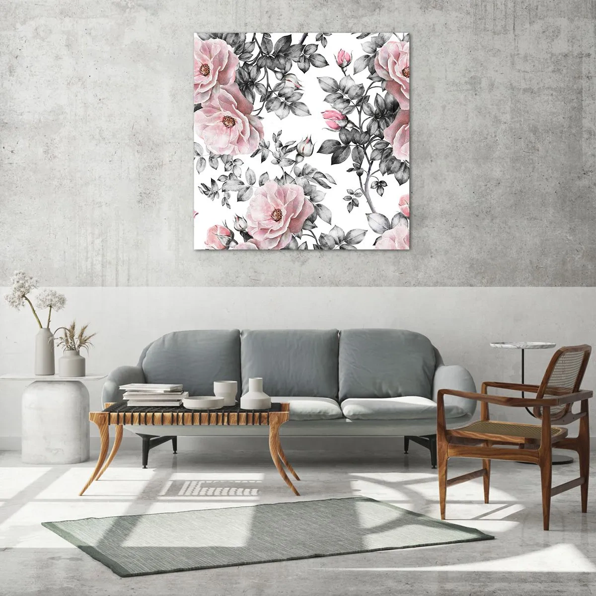 Glasbild - Bild auf glas - Verliere dich in den Blüten der Rosen - 50x50 cm