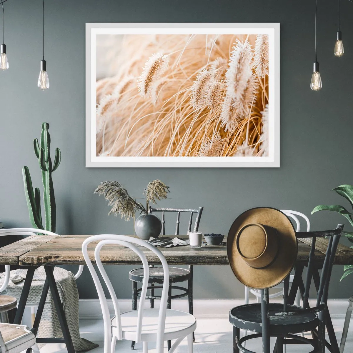 Poster in einem weißen Rahmen - Das goldene Rauschen des Grases - 40x30 cm