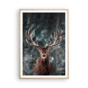 Poster in einem Rahmen aus heller Eiche - Gekrönter König des Waldes - 70x100 cm