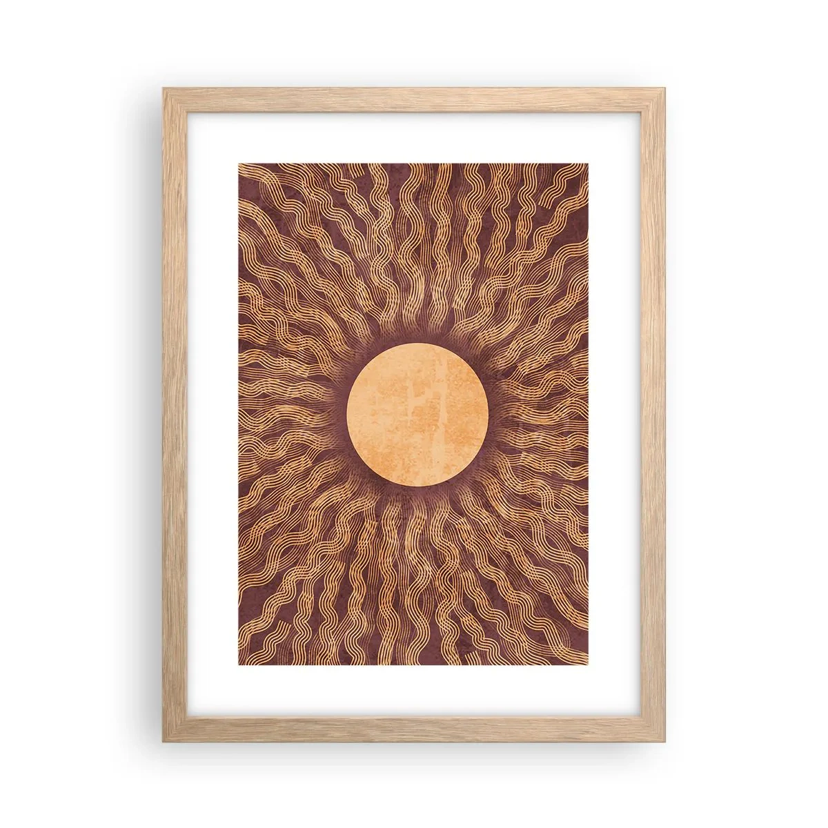 Poster in einem Rahmen aus heller Eiche - Sonnensymbol - 30x40 cm