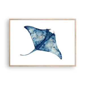 Poster in einem Rahmen aus heller Eiche - Leben im Blau - 100x70 cm