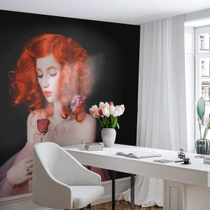 Fototapete Premium Sand - Im barocken Stil - Frau, Modell, Rose - 450x315 cm