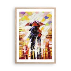 Poster in einem Rahmen aus heller Eiche - Gemeinsam durch die Nacht und den Regen - 50x70 cm