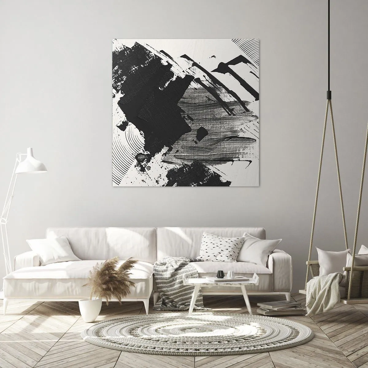 Bild auf Leinwand - Leinwandbild - Abstraktion – Ausdruck von Schwarz - 50x50 cm