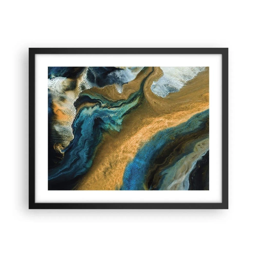 Poster in einem schwarzem Rahmen - Blau - Gelb - gegenseitige Beeinflussung - 50x40 cm