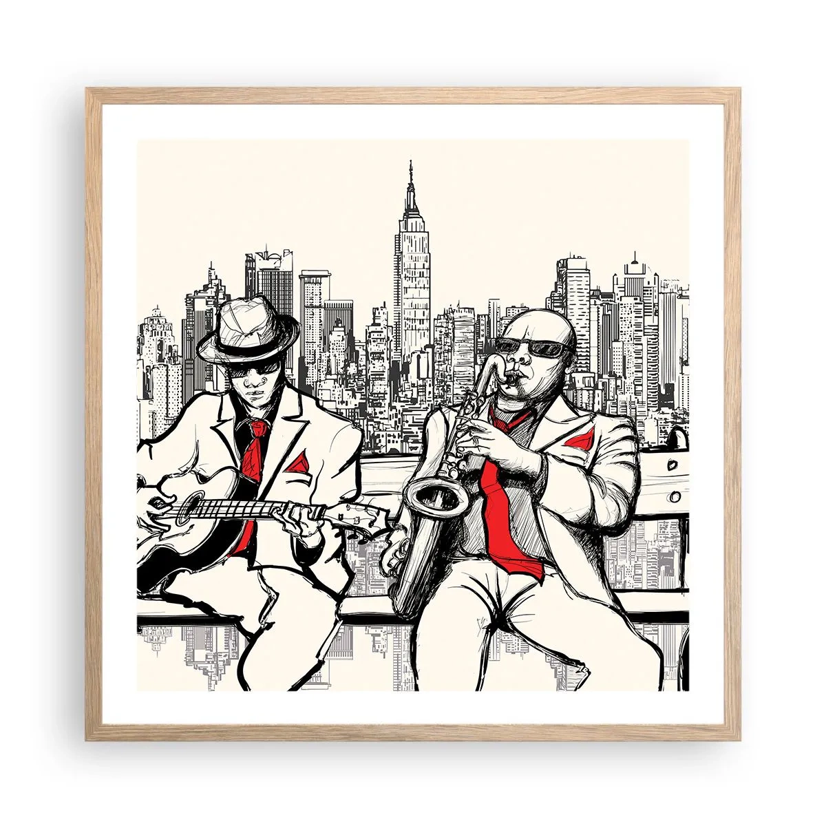 Poster in einem Rahmen aus heller Eiche - New Yorker Improvisation - 60x60 cm