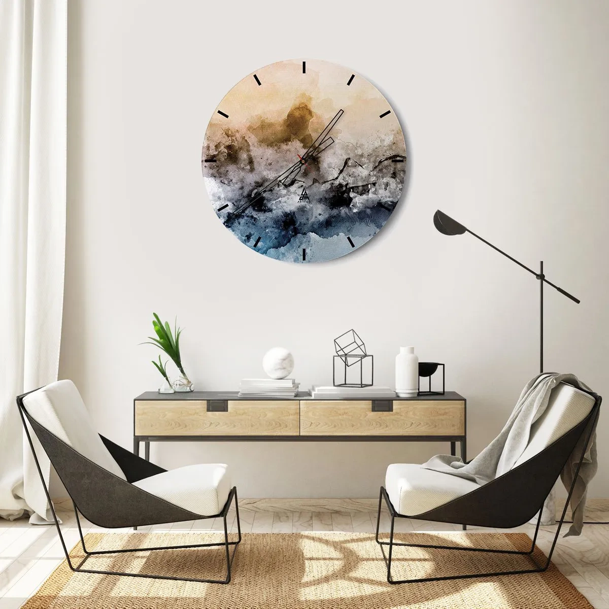 Wanduhr - Glasuhr - In einer Nebelwolke ertrunken - 40x40 cm