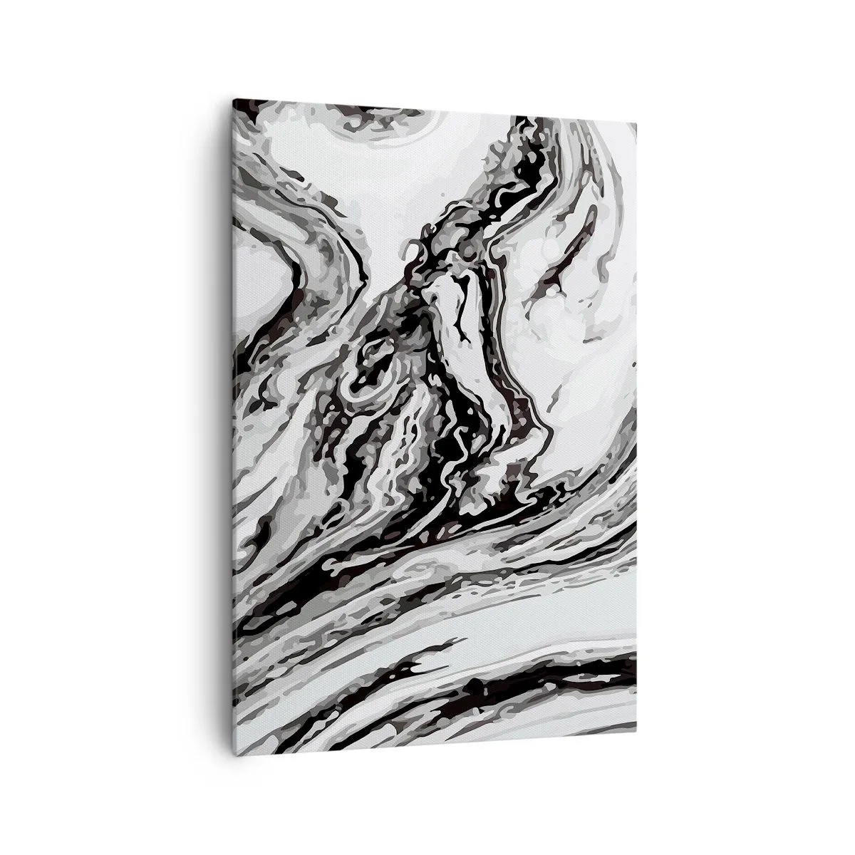 Bild auf Leinwand - Leinwandbild - Abstraktes Marmormuster in Schwarz und Weiß - 70x100cm - Am Anfang war Chaos - Moderne Wanddekoration für Wohnzimmer und Schlafzimmer ARTTOR