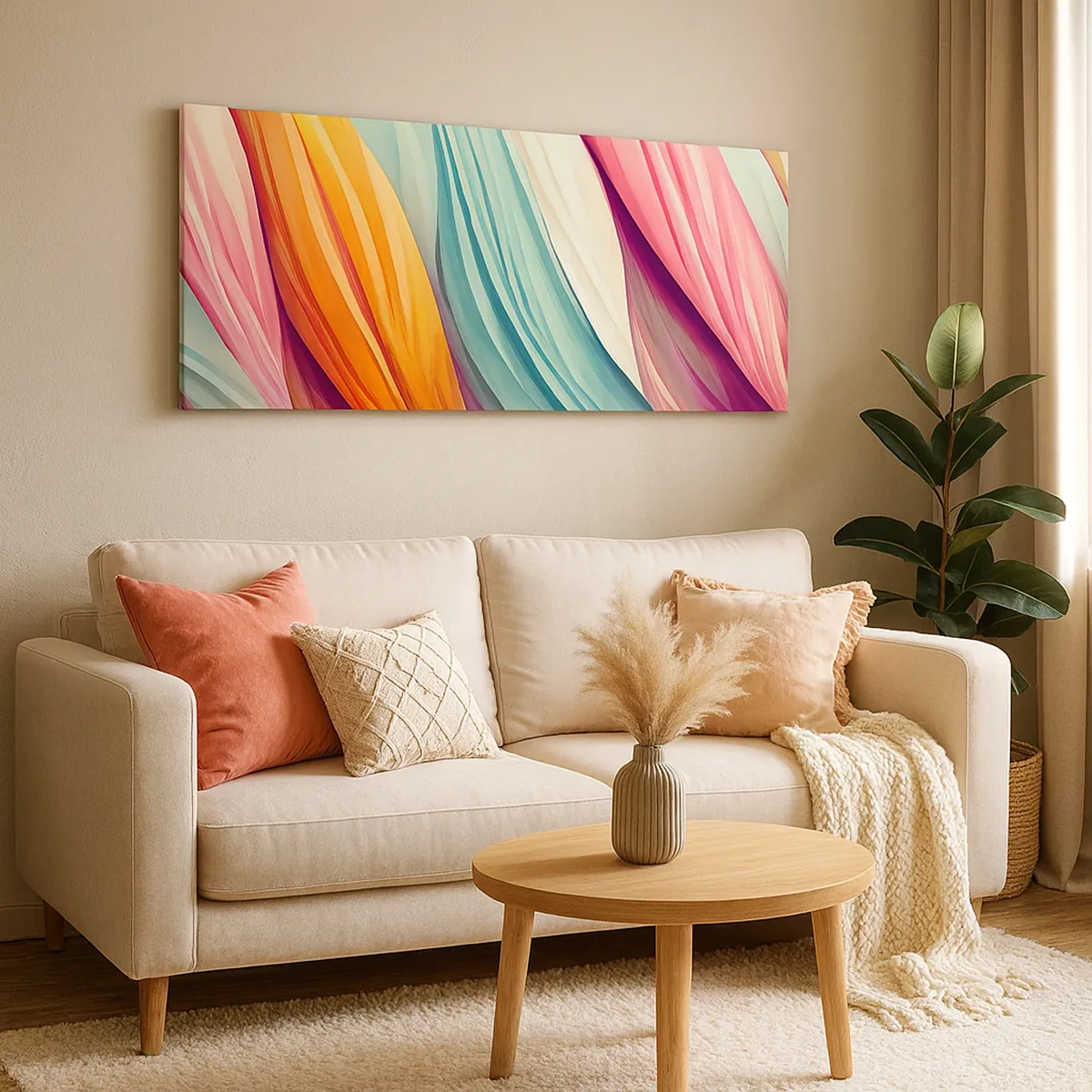 Bild auf Leinwand - Leinwandbild - Regenbogengewebe - 30x30 cm