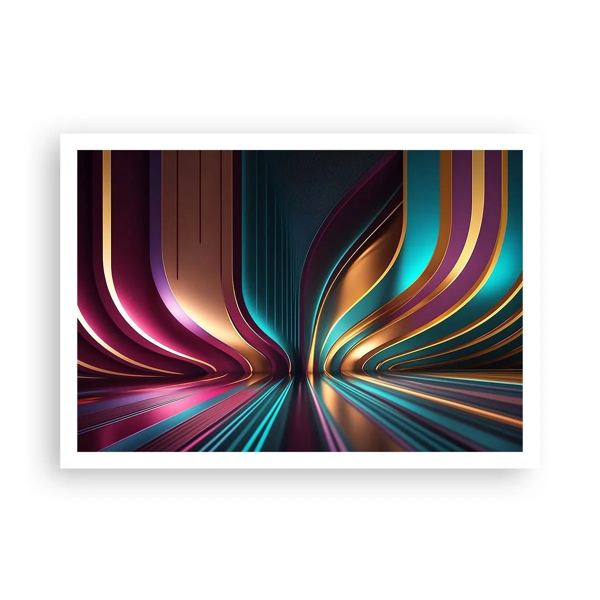 Poster - Futuristische Abstraktion mit intensiven Farben und Kurven - 100x70cm - Architektur des Lichts - Moderne Wanddekoration für Wohnzimmer und Schlafzimmer ARTTOR