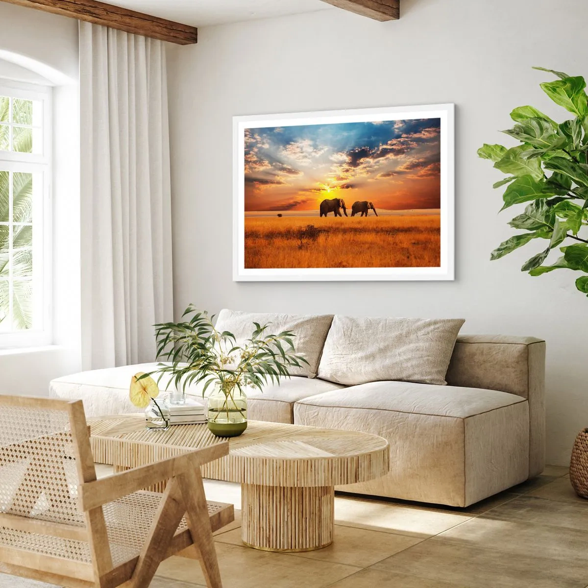 Poster in einem weißen Rahmen - Familienspaziergang - 50x40 cm