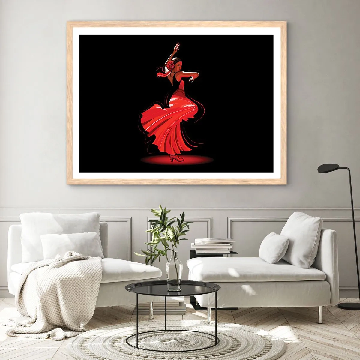 Poster in einem Rahmen aus heller Eiche - Der feurige Geist des Flamenco - 70x50 cm