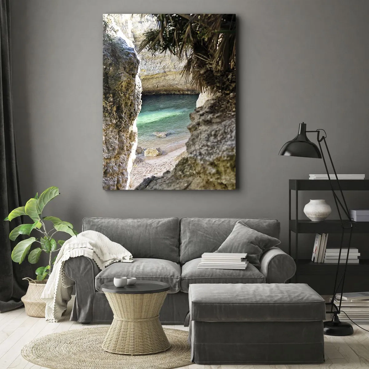 Bild auf Leinwand - Leinwandbild - Türkisfarbene Bucht - 55x100 cm