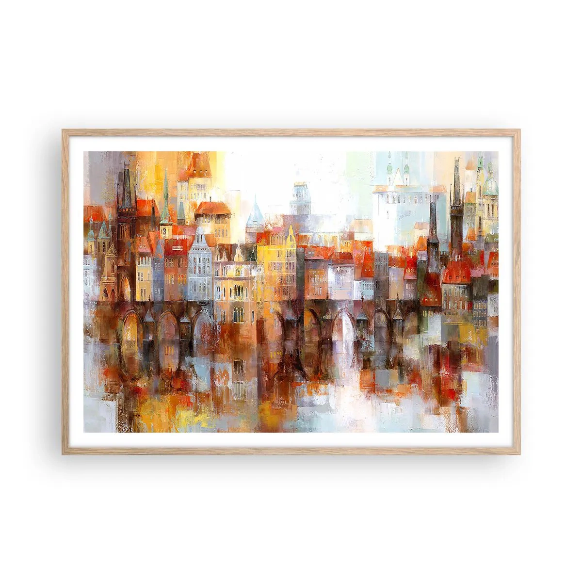 Poster in einem Rahmen aus heller Eiche - Schön ist es auch unter der Brücke - 100x70 cm