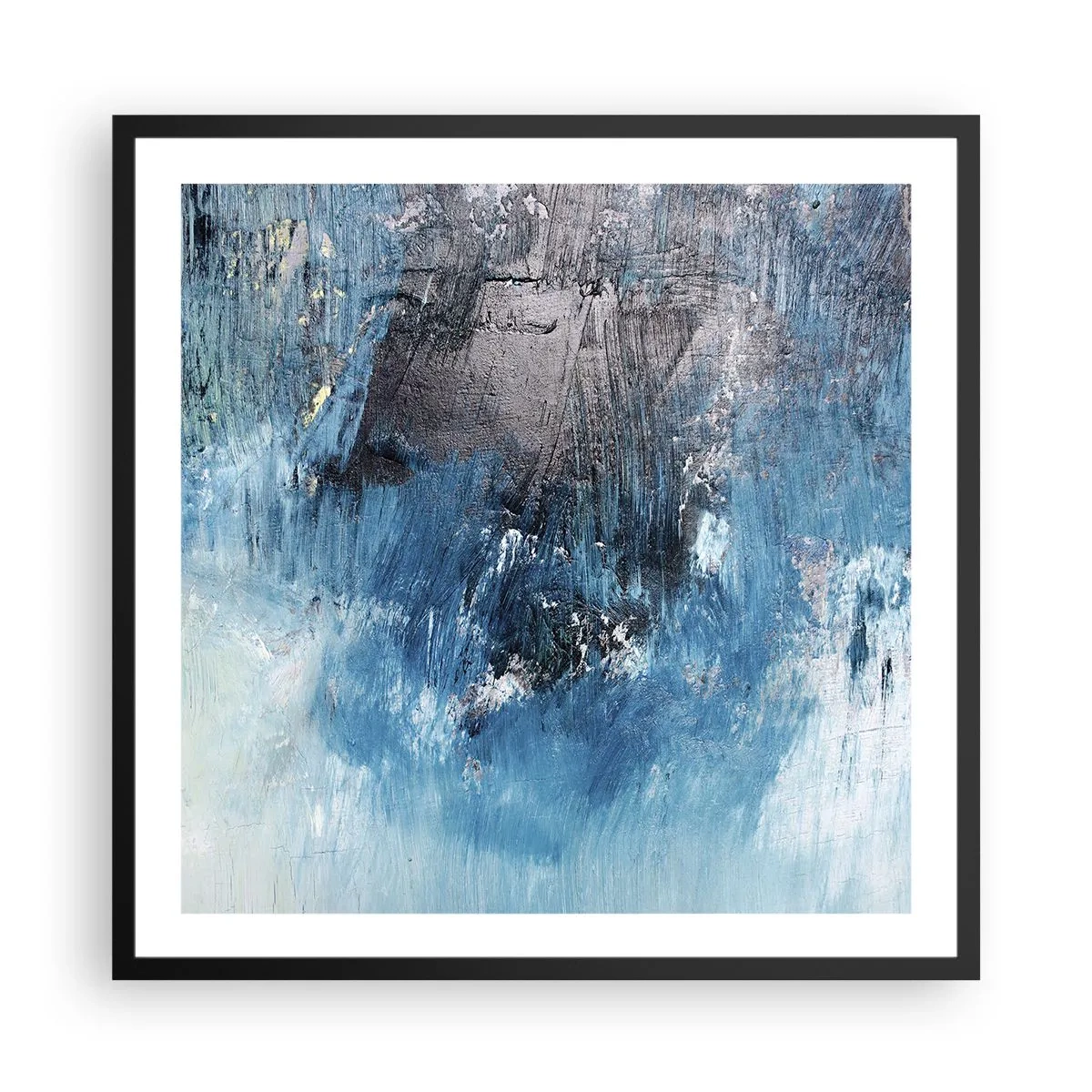 Poster in einem schwarzem Rahmen - Rhapsodie in Blau - 60x60 cm