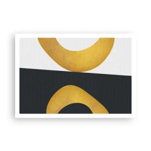 Poster - Geometrische Formen in Gold auf weißem und dunklem Hintergrund - 100x70cm - Erstens: Gold - Moderne Wanddekoration für Wohnzimmer und Schlafzimmer ARTTOR