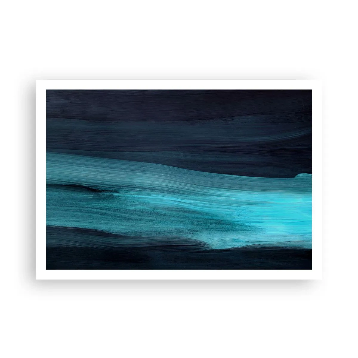 Poster - Dezente abstrakte Wellen in dunklen Blautönen - 100x70cm - Gehen Sie mit dem Strom - Moderne Wanddekoration für Wohnzimmer und Schlafzimmer ARTTOR