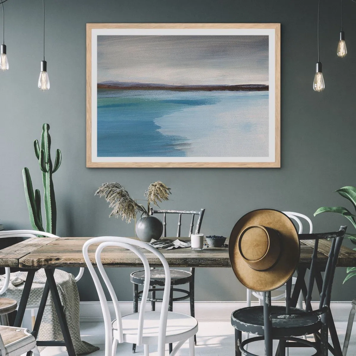 Poster in einem Rahmen aus heller Eiche - Horizontale Landschaft - 100x70 cm