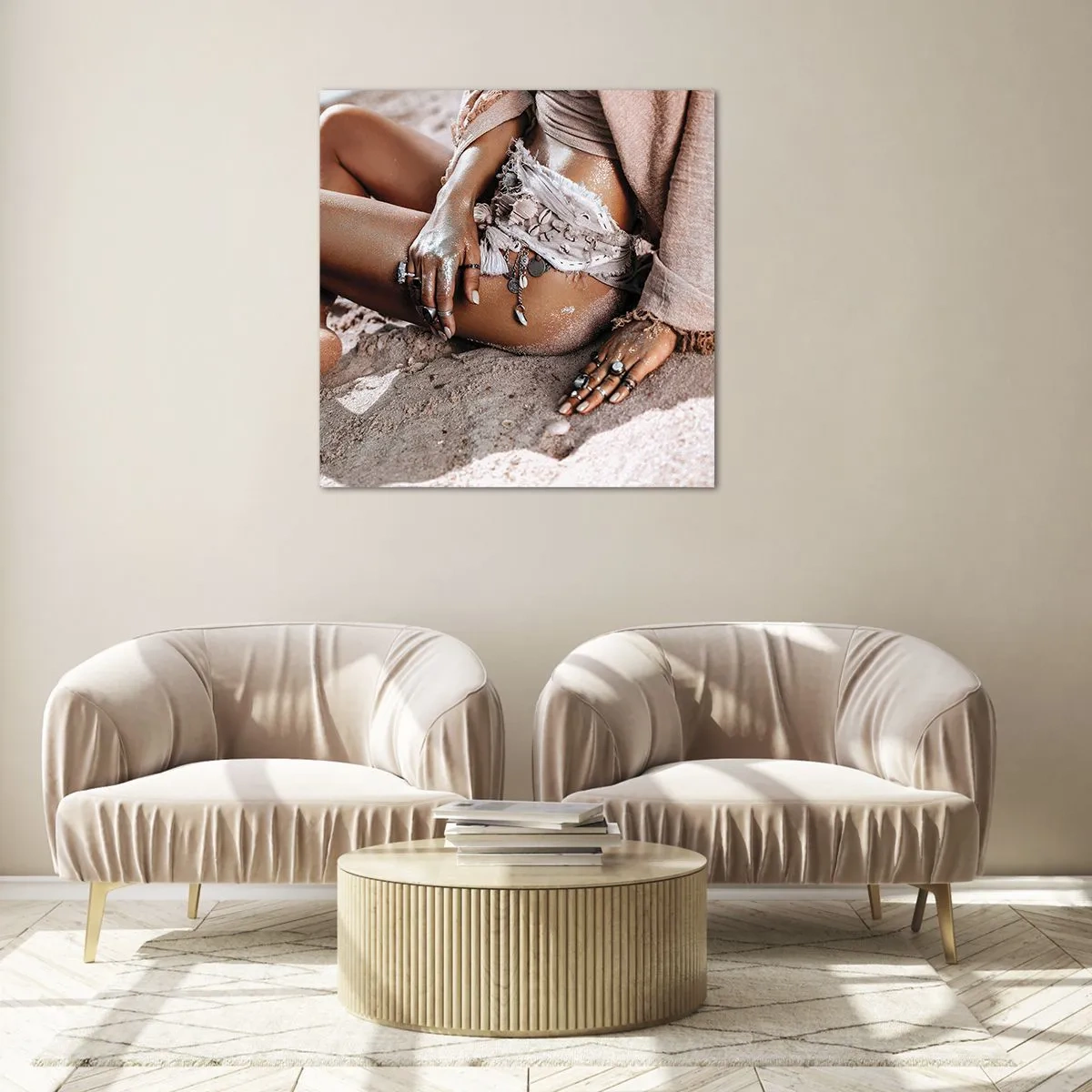 Glasbild - Bild auf glas - Von den Wellen geworfen? - 70x70 cm