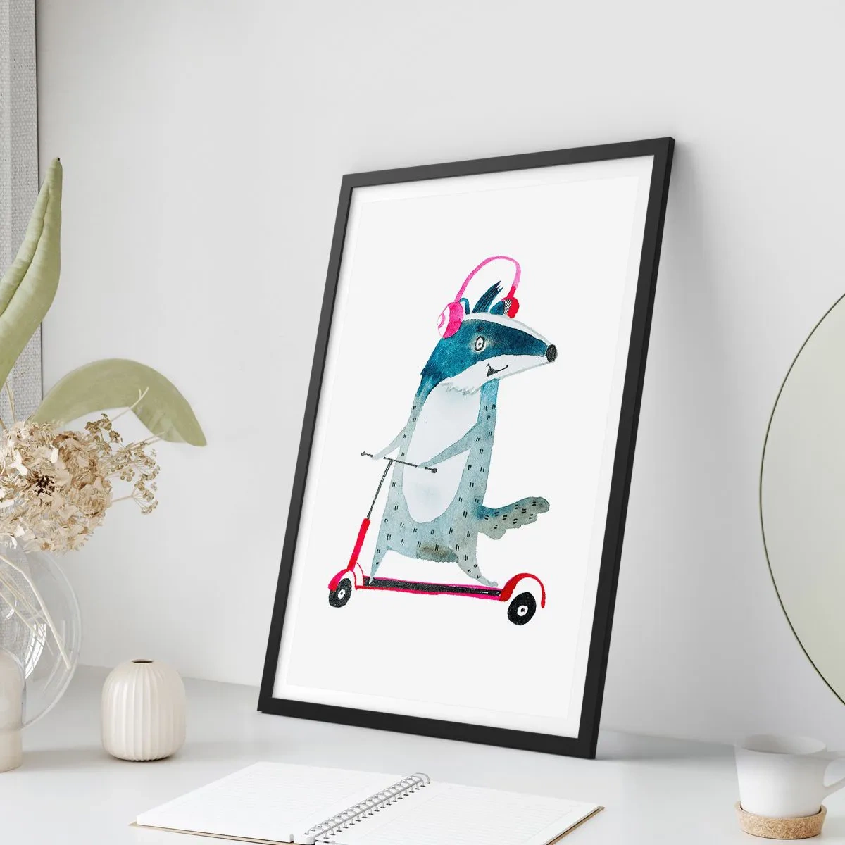 Poster in einem schwarzem Rahmen - Dachsfreude - 70x100 cm