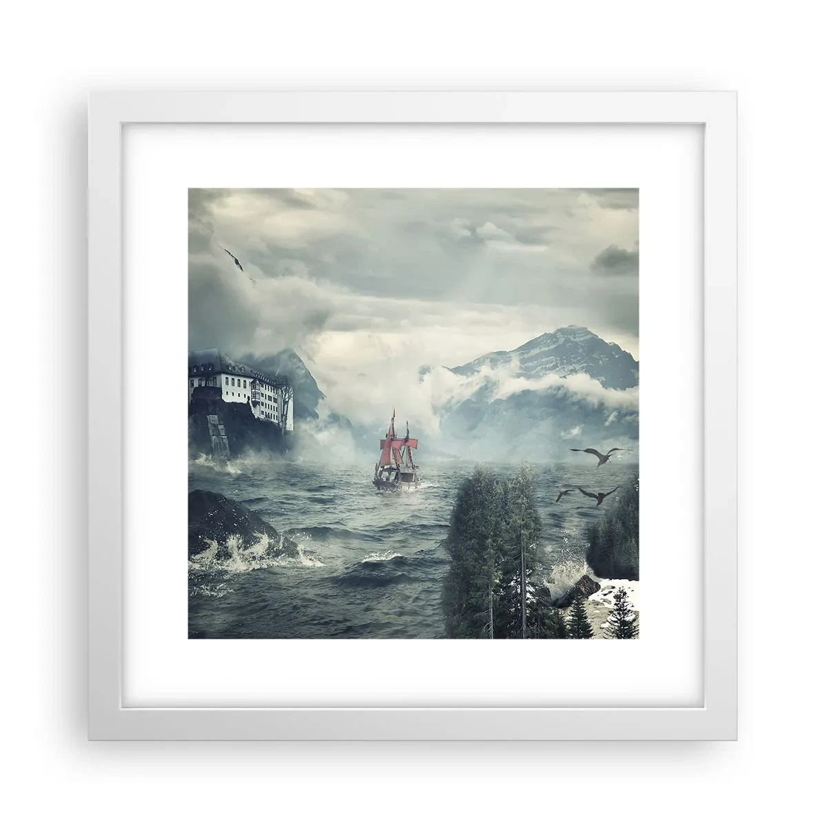 Poster in einem weißen Rahmen - In magischen Gewässern - 30x30 cm