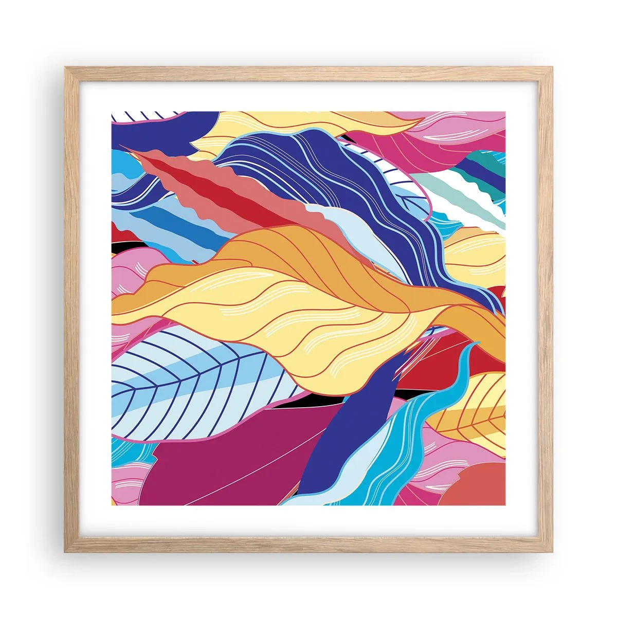 Poster in einem Rahmen aus heller Eiche - Buntes Durcheinander - 50x50 cm