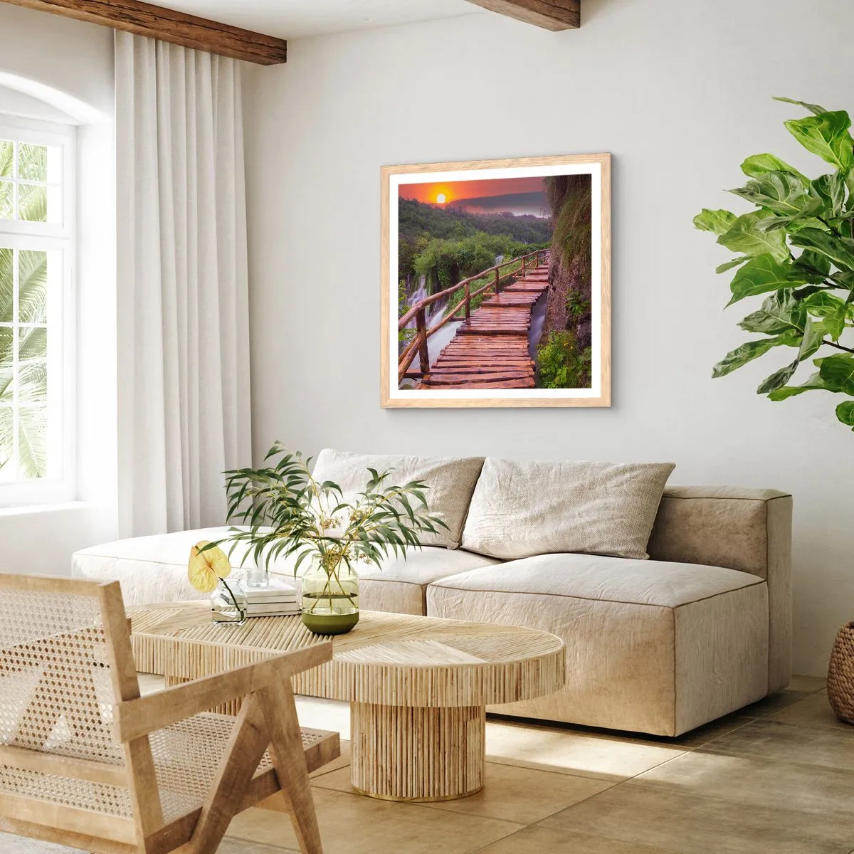 Poster in einem Rahmen aus heller Eiche - Schönheit jenseits des Glaubens - 40x40 cm