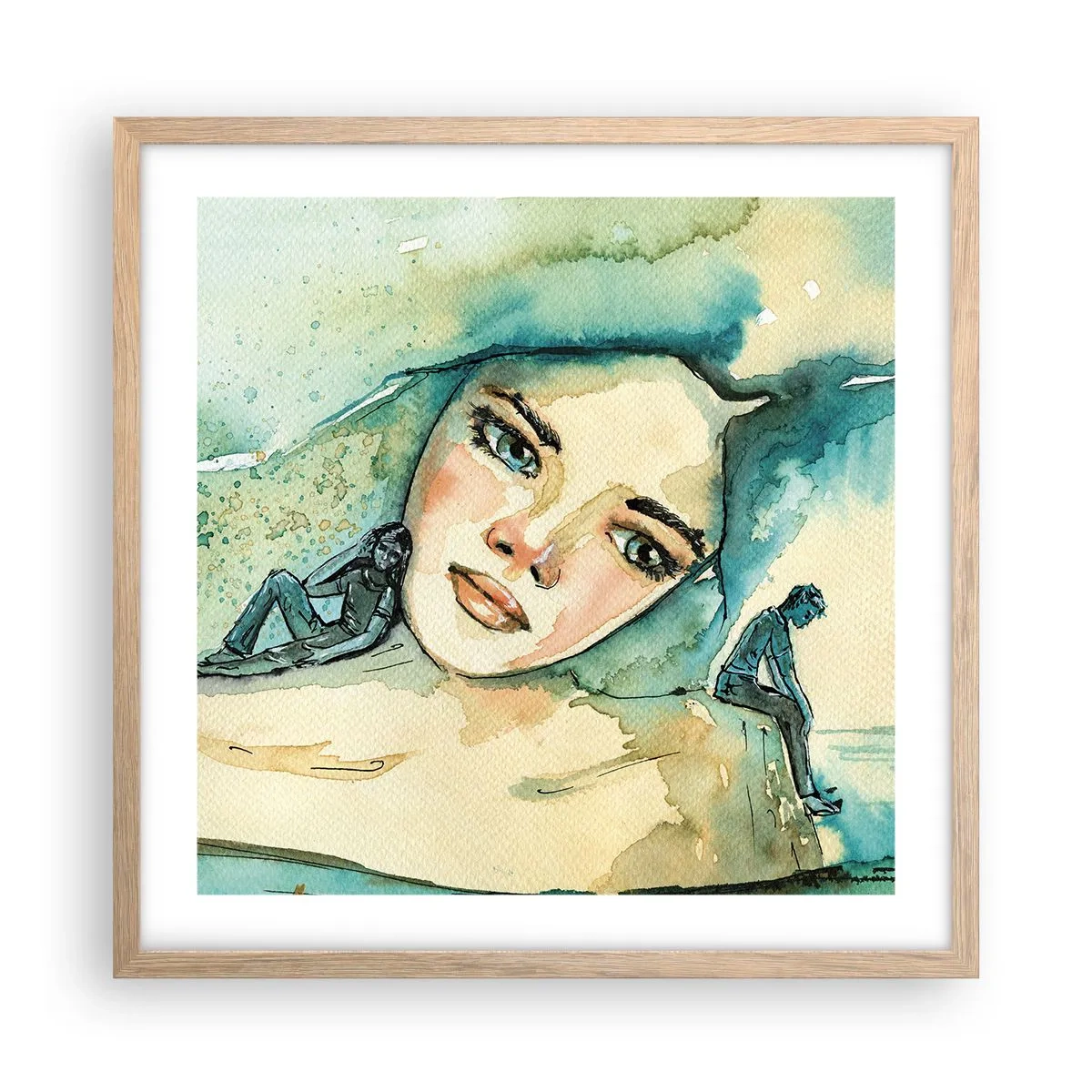 Poster in einem Rahmen aus heller Eiche - Bin ich blau? - 50x50 cm