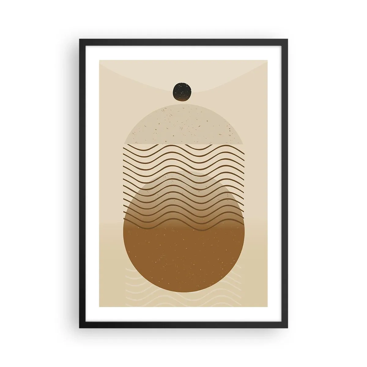 Poster in einem schwarzem Rahmen - Ein minimalistisches Muster mit Wellen und geometrischen Formen - 50x70cm - Zur Entstehung geometrischer Figuren - Moderne Wanddekoration für Wohnzimmer und Schlafzimmer ARTTOR