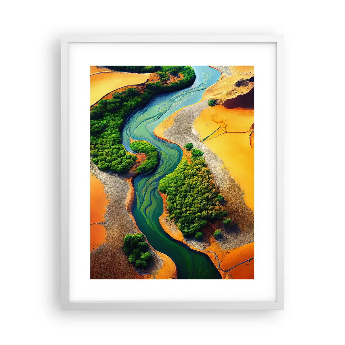 Poster in einem weißen Rahmen - Lebensspendender Fluss - 40x50 cm