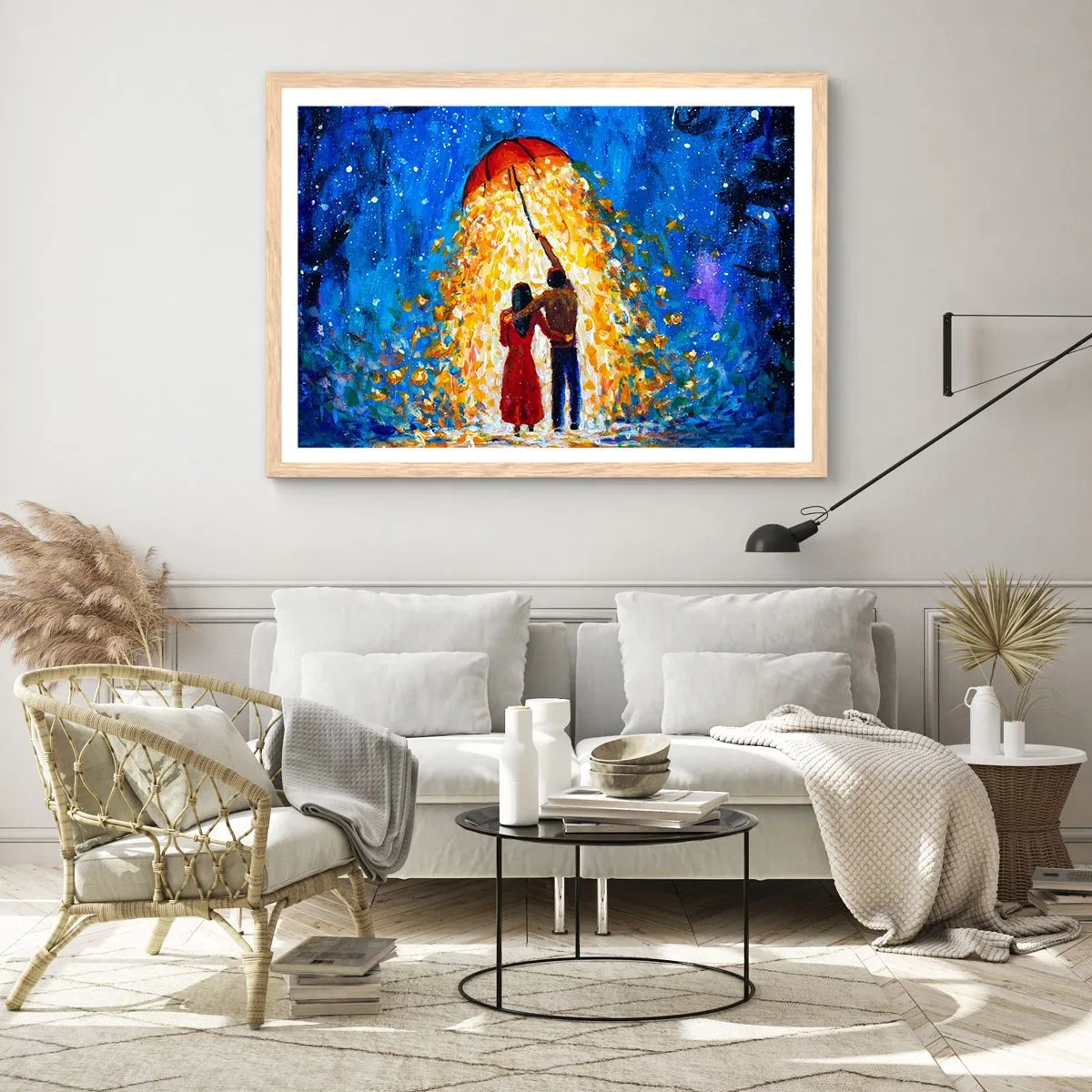 Poster in einem Rahmen aus heller Eiche - Zauber eines Regenabends? - 91x61 cm