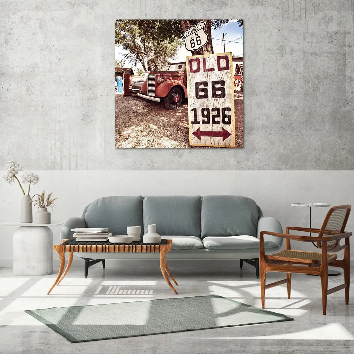 Glasbild - Bild auf glas - Die Legende der amerikanischen Provinz - 70x70 cm