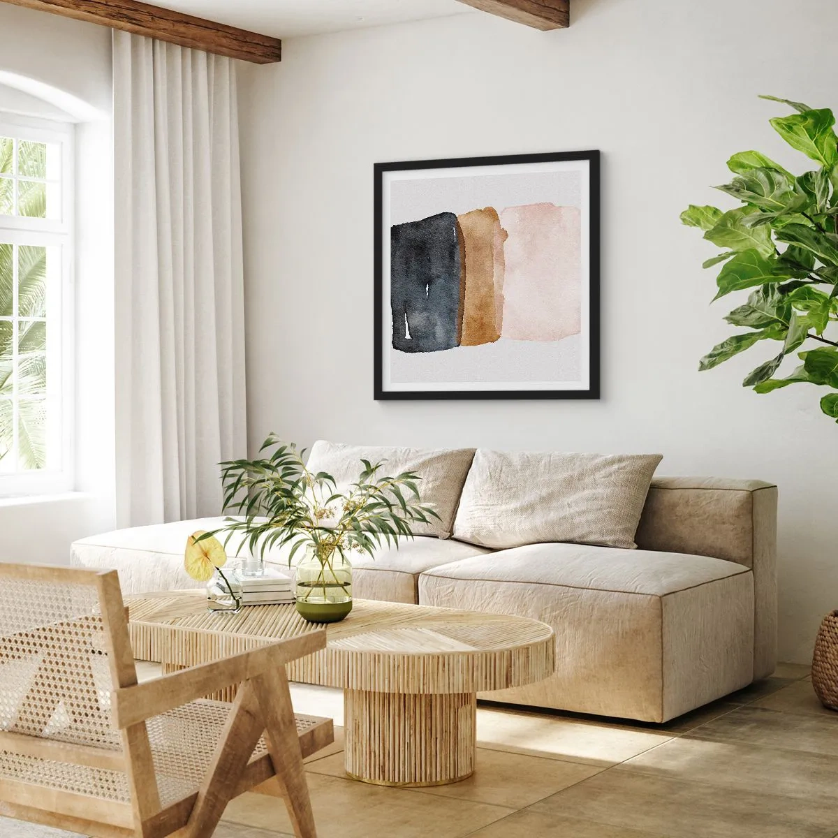 Poster in einem schwarzem Rahmen - Die Komposition der Farben der Erde - 50x50 cm