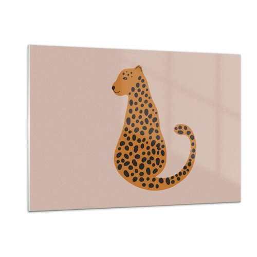 Glasbild - Bild auf glas - Illustration eines Panthers mit schwarzen Flecken auf beigem Hintergrund - 120x80cm - Leopardenmuster ist ein modisches Muster - Moderne Wanddekoration für Wohnzimmer und Schlafzimmer ARTTOR