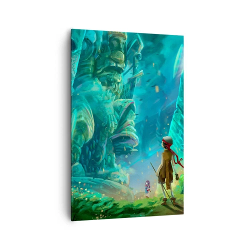 Bild auf Leinwand - Leinwandbild - Zauberwald mit Entdeckercharakter - 80x120cm - Aus dem großen Märchenbuch - Moderne Wanddekoration für Wohnzimmer und Schlafzimmer ARTTOR