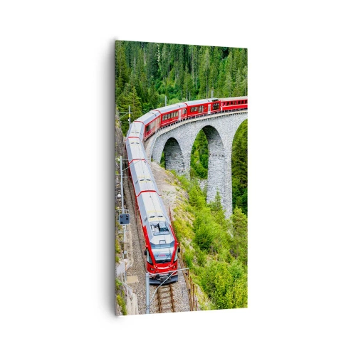 Bild auf Leinwand - Leinwandbild - Eisenbahn für Bergblick - 65x120 cm